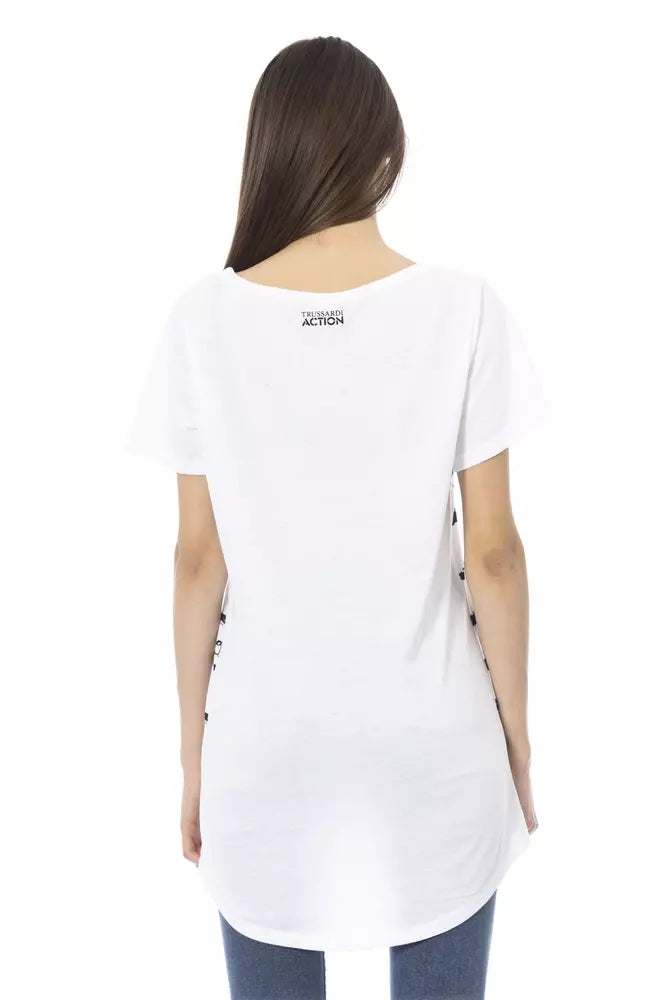 Μπλουζάκι Trussardi Action Chic White Cotton Blend