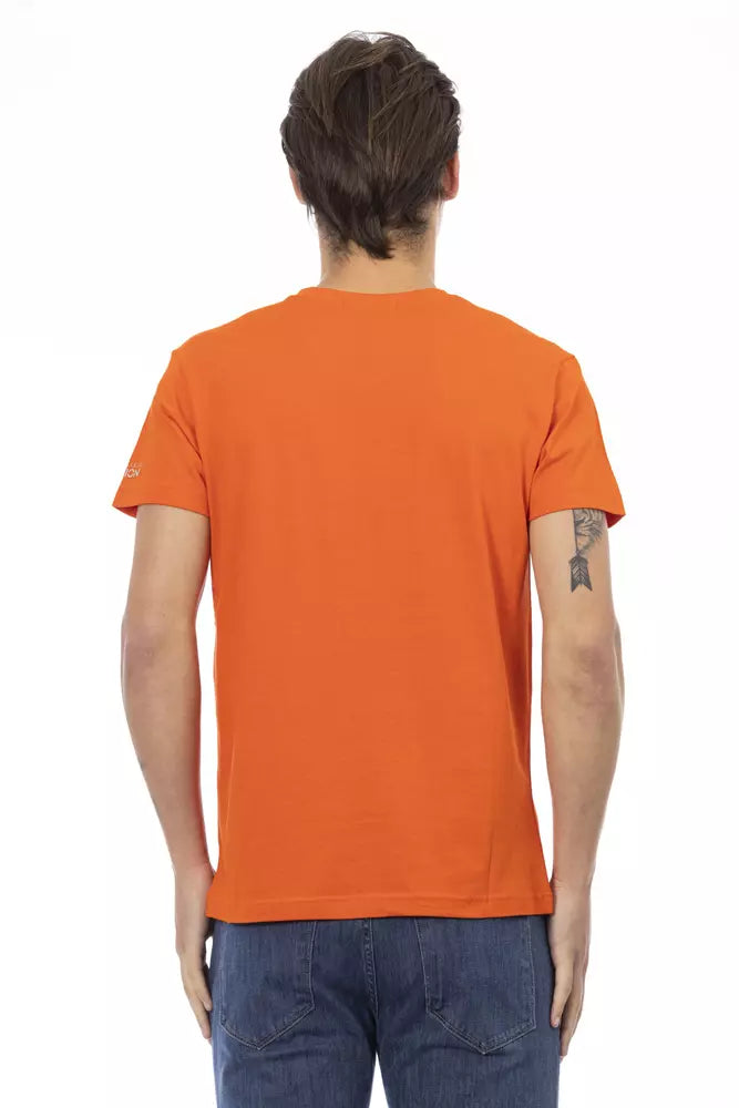 Trussardi Action Orange V-Neck Tee με γραφικό γούρι