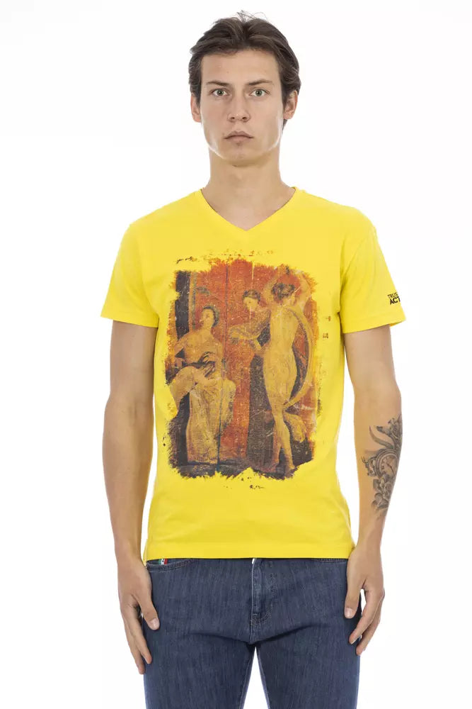 Μπλουζάκι Trussardi Action Sunshine Yellow V-Neck με γραφικό γούρι