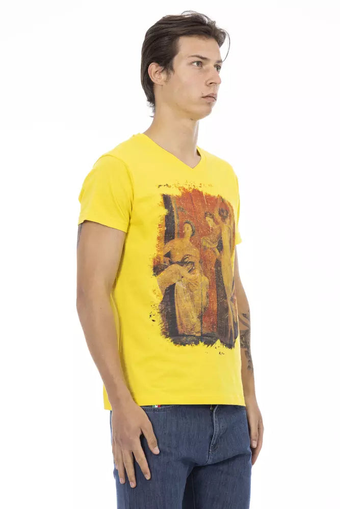 Μπλουζάκι Trussardi Action Sunshine Yellow V-Neck με γραφικό γούρι