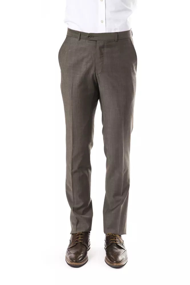 Uominitaliani Elegant Grey Woolen Suit Pants - Drop 7 Cut