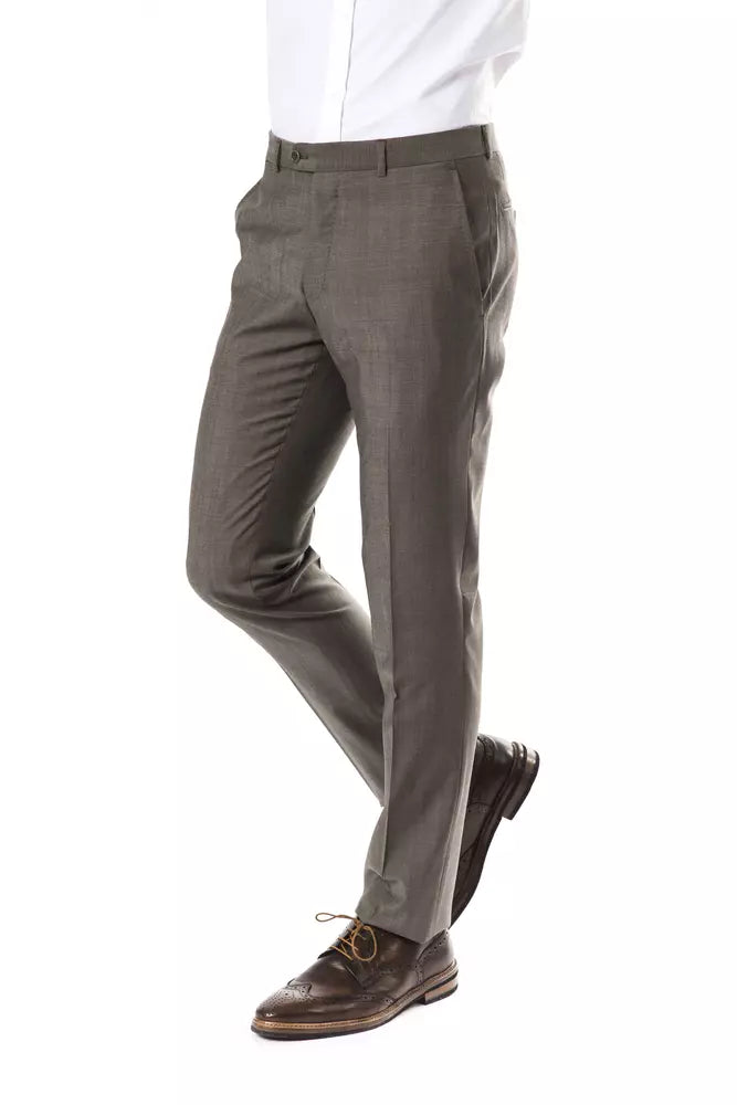 Uominitaliani Elegant Grey Woolen Suit Pants - Drop 7 Cut