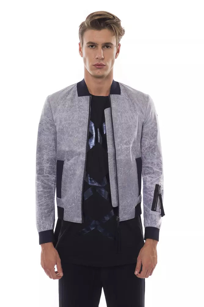 Nicolo Tonetto Sleek Grey Bomber Jacket με Έμβλημα Έμβλημα