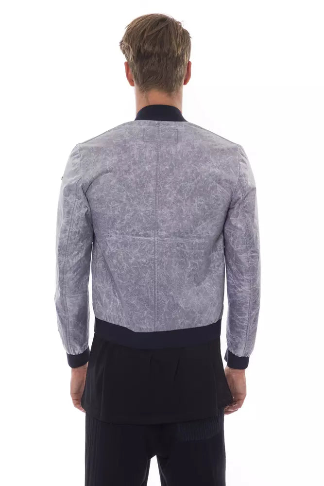 Nicolo Tonetto Sleek Grey Bomber Jacket με Έμβλημα Έμβλημα