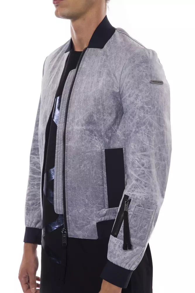 Nicolo Tonetto Sleek Grey Bomber Jacket με Έμβλημα Έμβλημα