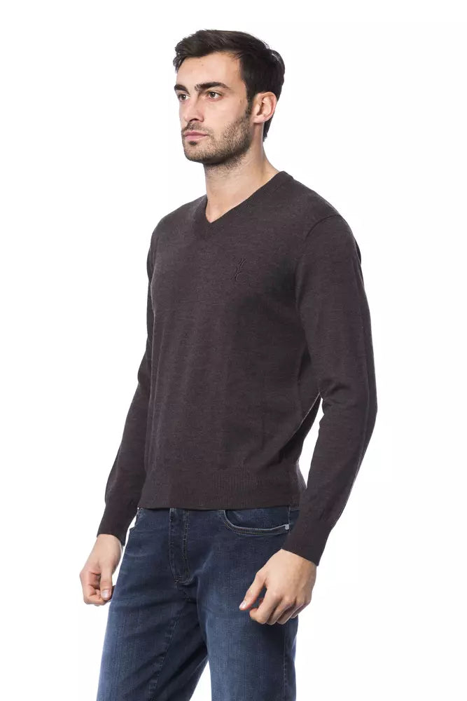 Billionaire Italian Couture Brown Merino Wool Men Sweater