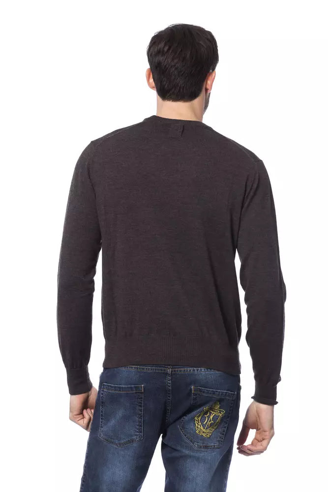 Billionaire Italian Couture Brown Merino Wool Men Sweater