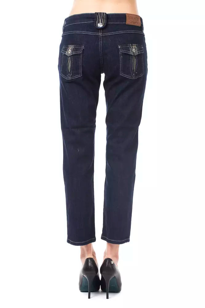 Ungaro Fever Chic Blue Capri Jeans με λεπτομέρειες με κουμπιά