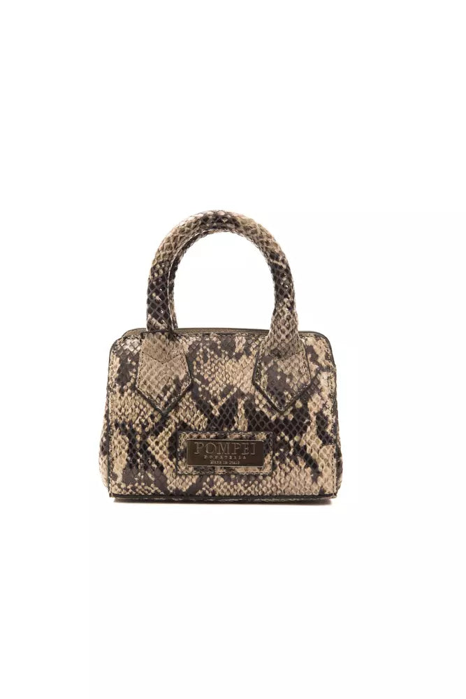 Pompei Donatella Chic Python Print Leather Mini Tote