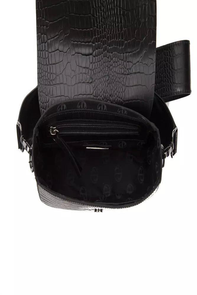 Pompei Donatella Black Leather Women Crossbody Bag