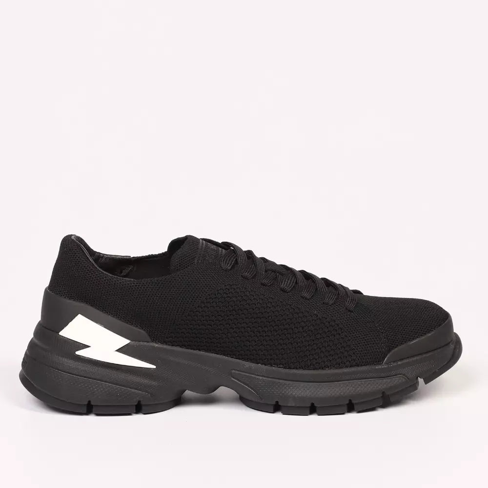 Neil Barrett Sleek Black Bolt Sneakers με Τεχνικό ύφασμα