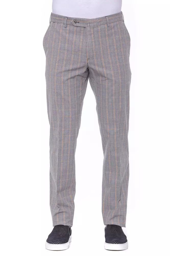 PT Torino Gray Cotton Men Trousers