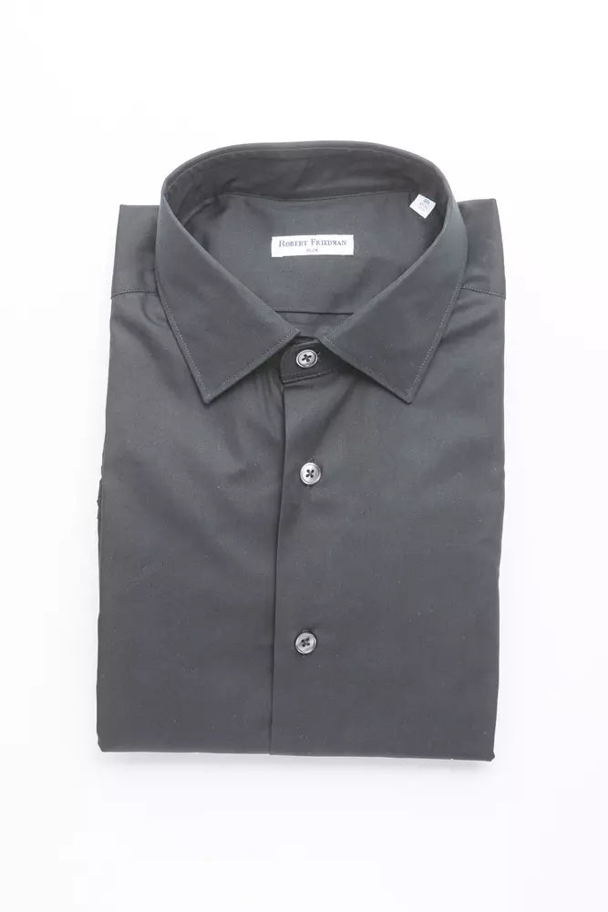 Robert Friedman Black Cotton Men's Shirt