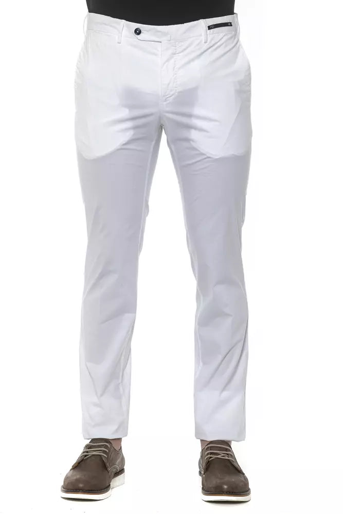 PT Torino White Cotton Men's Trouser