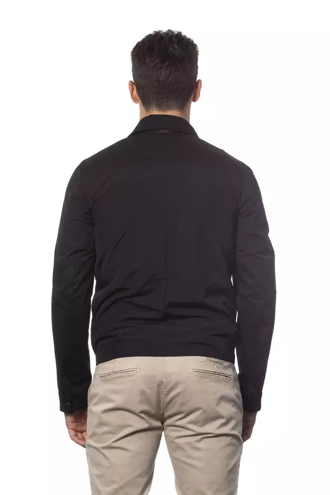 Verri Sleek Black Cotton Blend Bomber Jacket