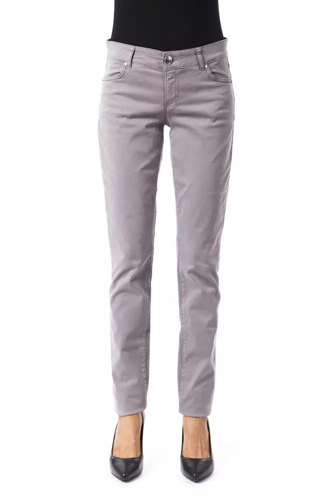 Παντελόνι BYBLOS Chic Grey Cotton Blend Pants