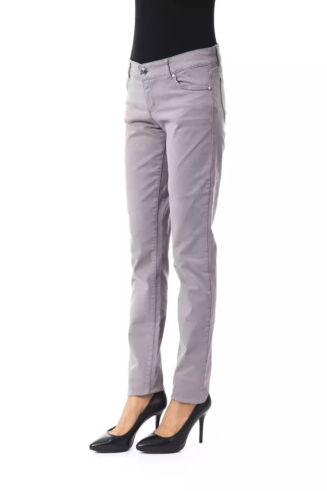 Παντελόνι BYBLOS Chic Grey Cotton Blend Pants