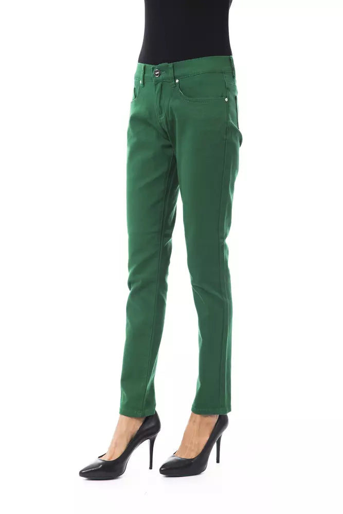 Βαμβακερό παντελόνι BYBLOS Chic Green Slim Fit