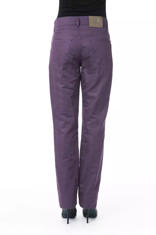 BYBLOS Chic Purple Cotton-Blend Παντελόνι