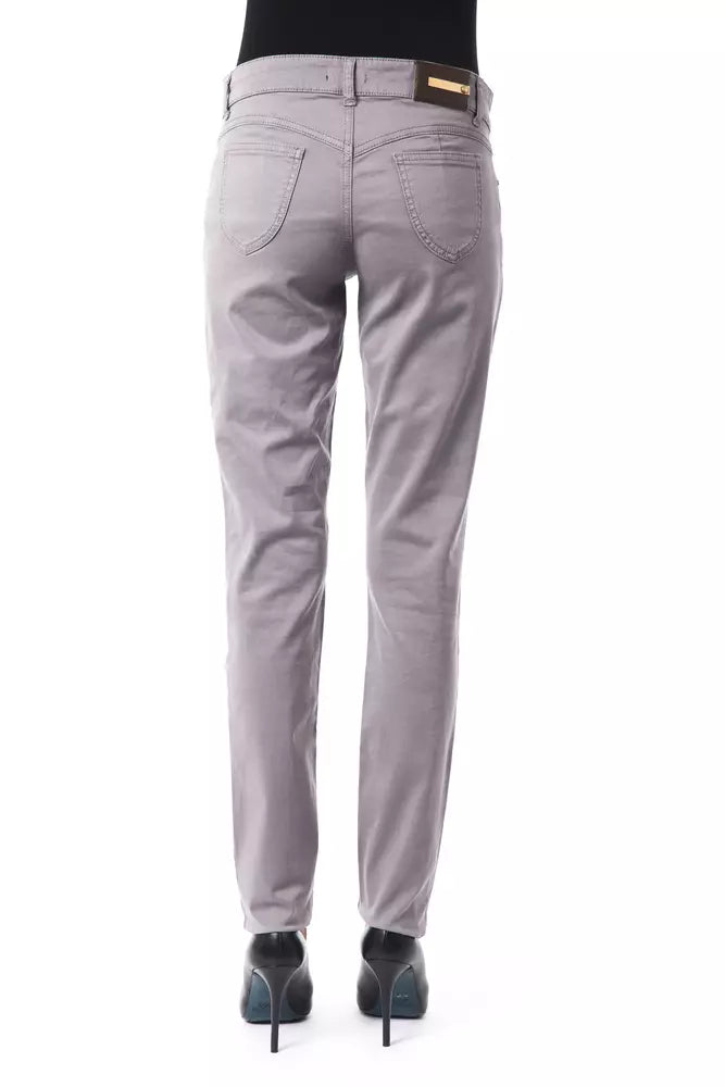 Παντελόνι BYBLOS Chic Grey Cotton Blend Pants