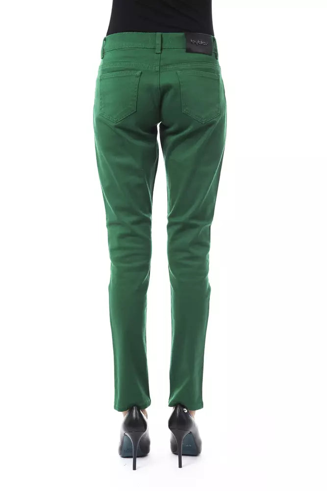 Βαμβακερό παντελόνι BYBLOS Chic Green Slim Fit