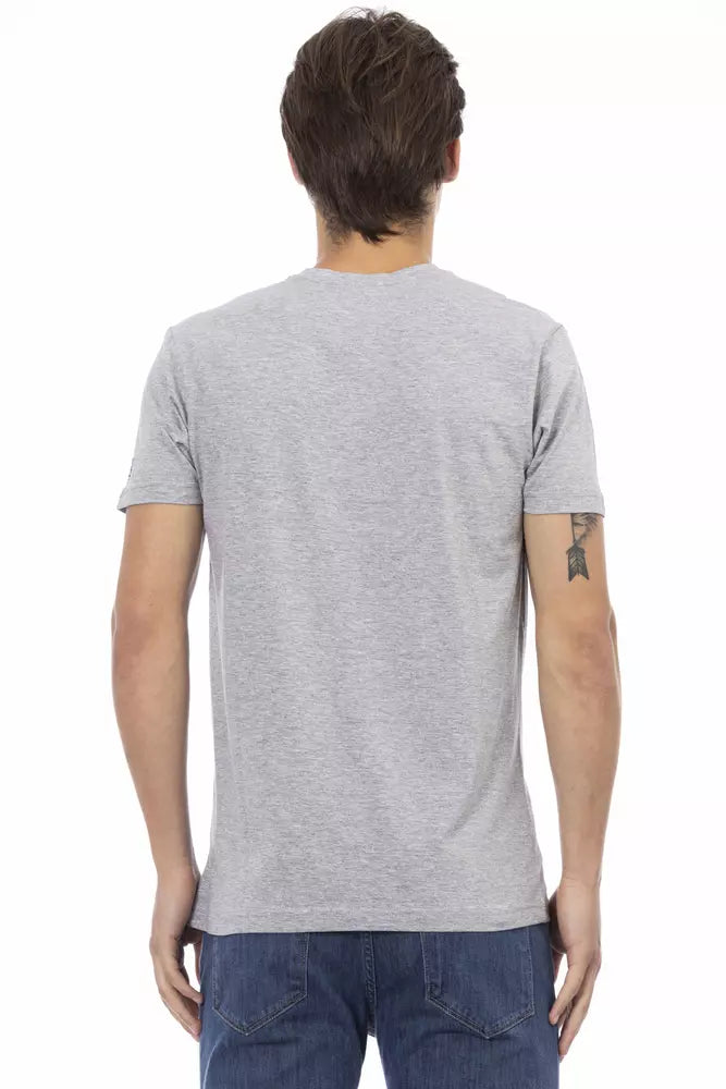 Trussardi Action V-Neck Cotton Blend Tee σε κομψό γκρι