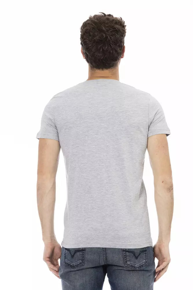 Trussardi Action Chic Tee με V λαιμόκοψη με μπροστινή στάμπα σε γκρι