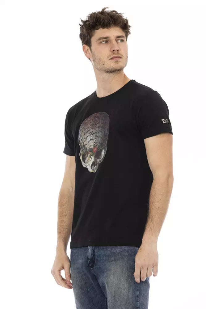 Trussardi Action Elevated Casual Black Tee - Κοντό μανίκι &amp; στρογγυλή λαιμόκοψη