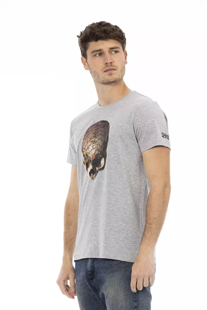 T-shirt Trussardi Action Sleek καλοκαιρινό γκρι μπλουζάκι με στάμπα μπροστά