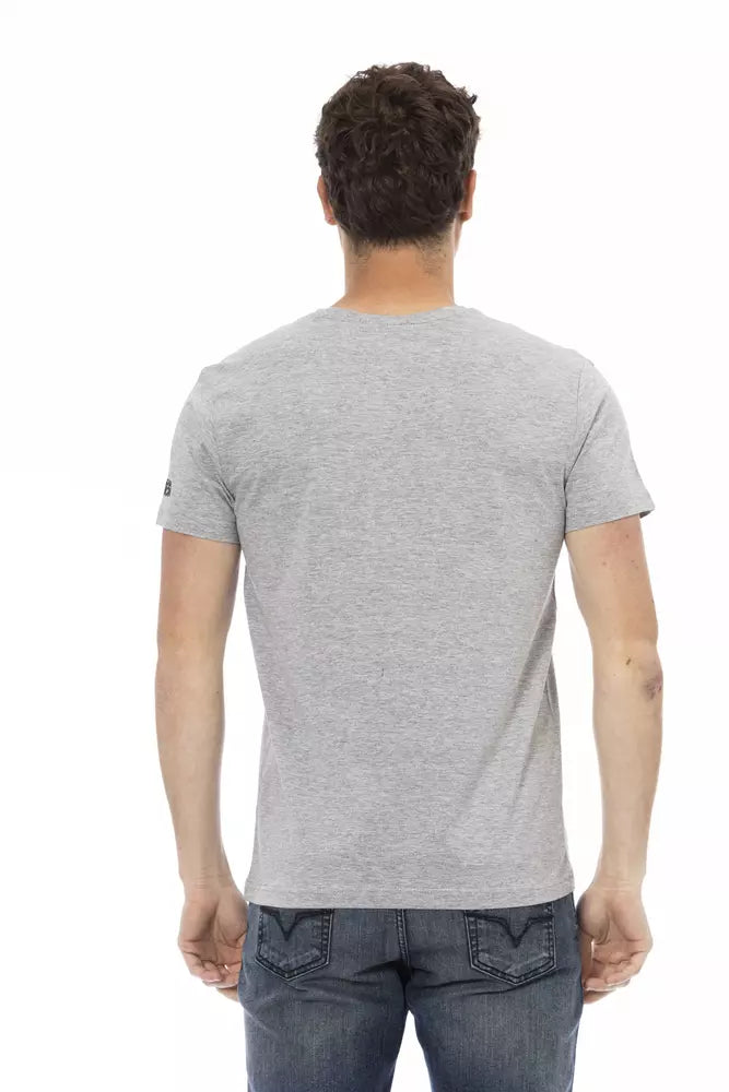 T-shirt Trussardi Action Sleek καλοκαιρινό γκρι μπλουζάκι με στάμπα μπροστά