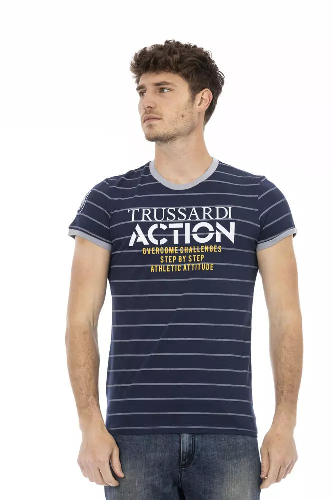 Casual Tee Trussardi Action Blue Cotton Blend