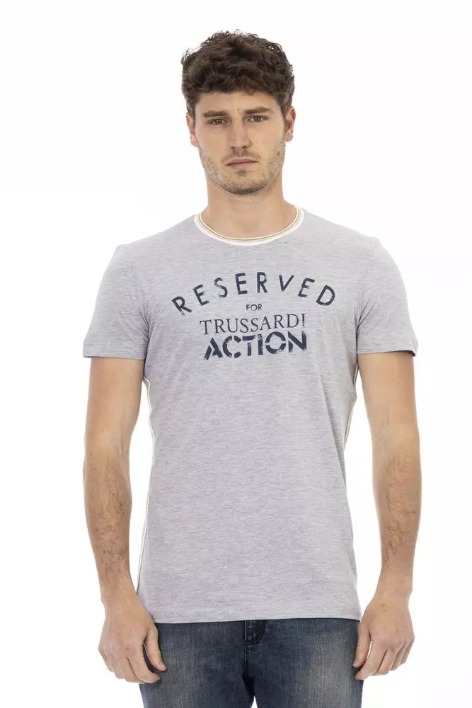 Trussardi Action Chic Grey Cotton Blend Casual Tee