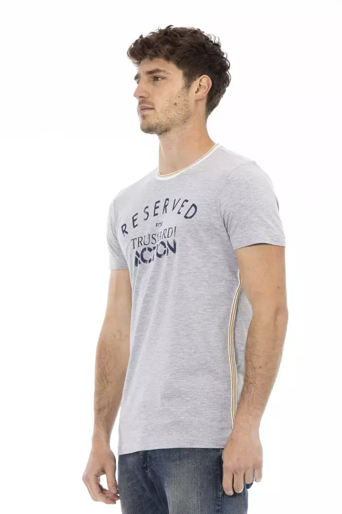 Trussardi Action Chic Grey Cotton Blend Casual Tee