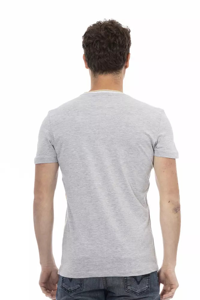 Trussardi Action Chic Grey Cotton Blend Casual Tee