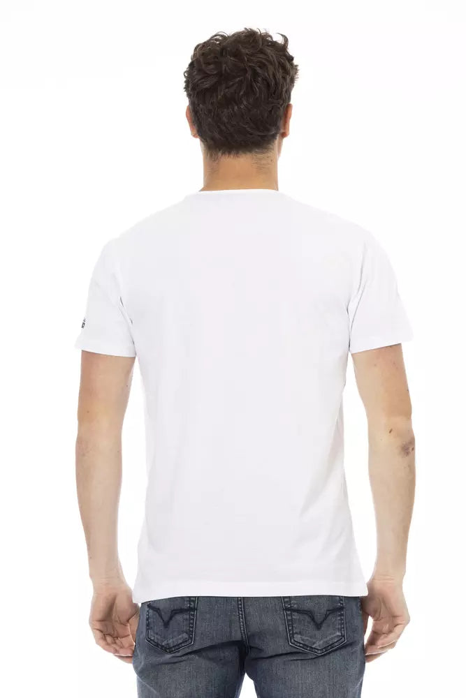 Trussardi Action Elevat Casual White Tee με γραφική εκτύπωση