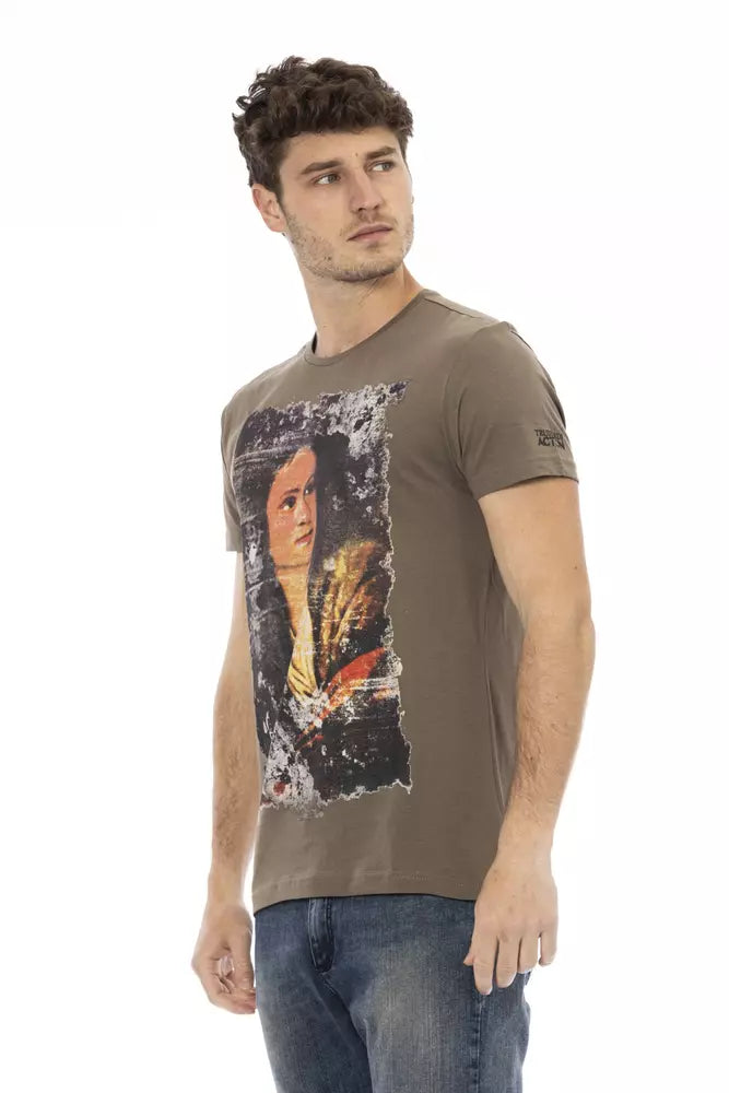 Trussardi Action Elegant Cotton Blend Brown Tee