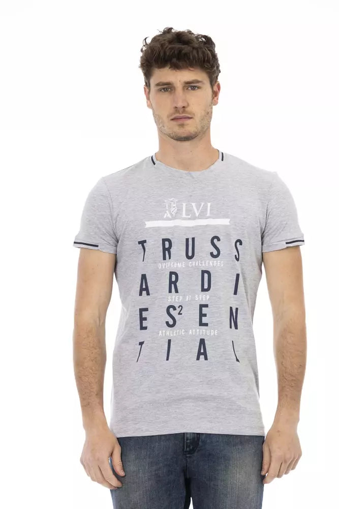 Trussardi Action Chic Γκρι κοντομάνικο βαμβακερό μπλουζάκι