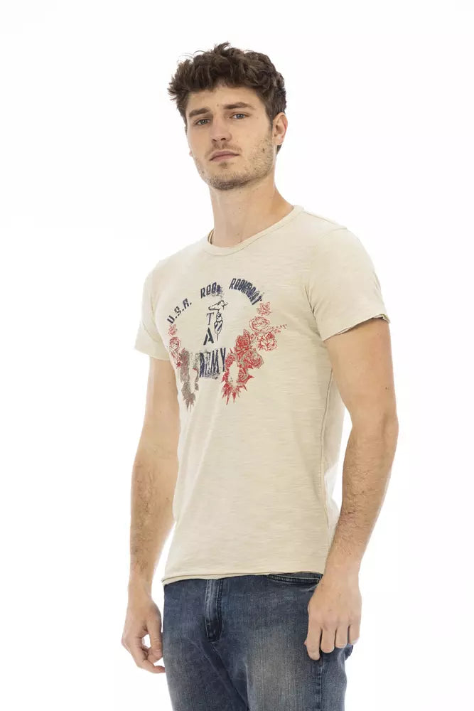 T-shirt Trussardi Action Beige με κοντομάνικο βαμβακερό μείγμα