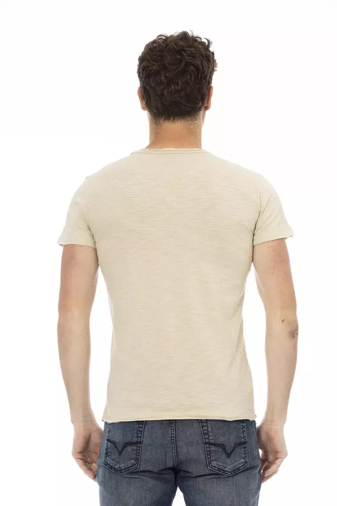 T-shirt Trussardi Action Beige με κοντομάνικο βαμβακερό μείγμα