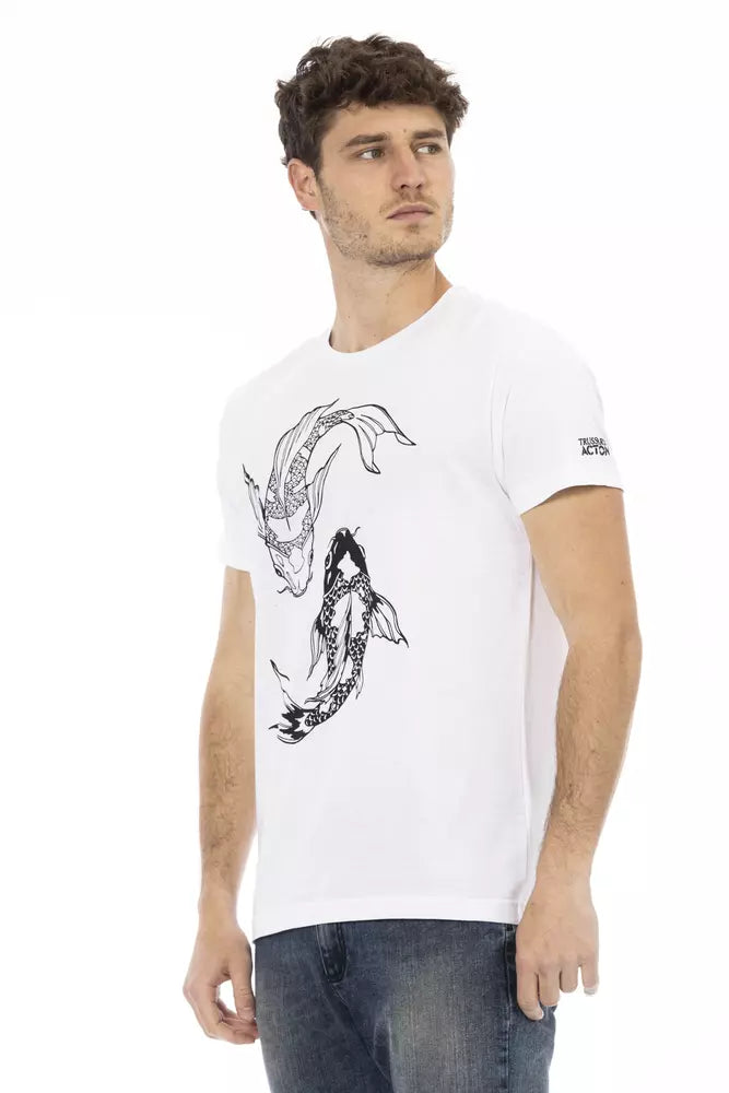 Trussardi Action Chic White Round Neck Cotton Tee