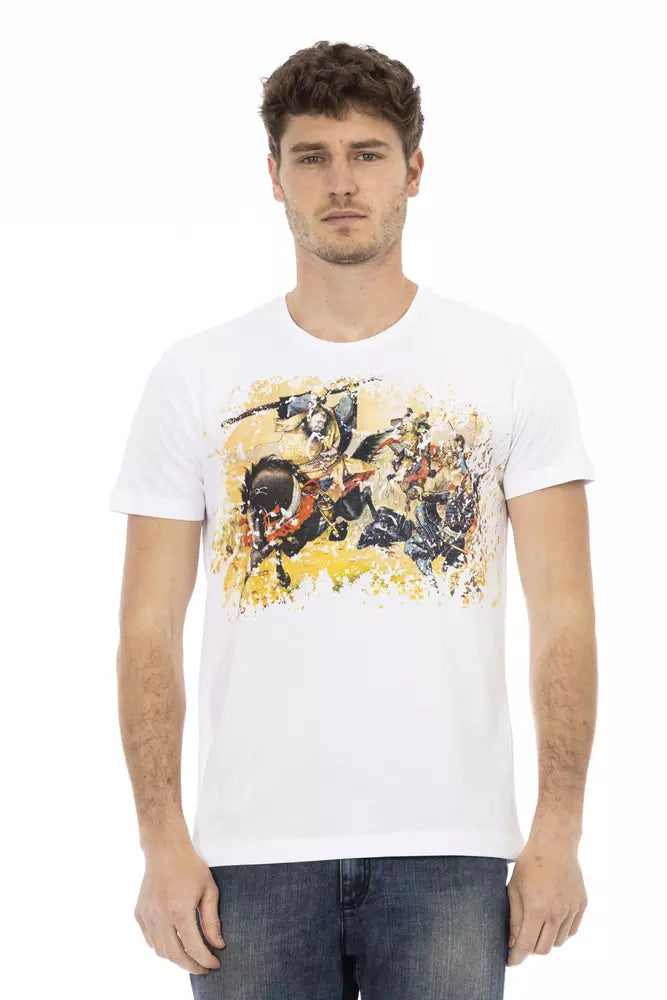 Trussardi Action Elevat Casual White Tee με γραφική προφορά