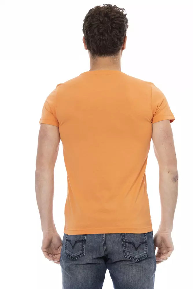 Μπλουζάκι Trussardi Action Orange Cotton Blend Tee με κομψή στάμπα μπροστά