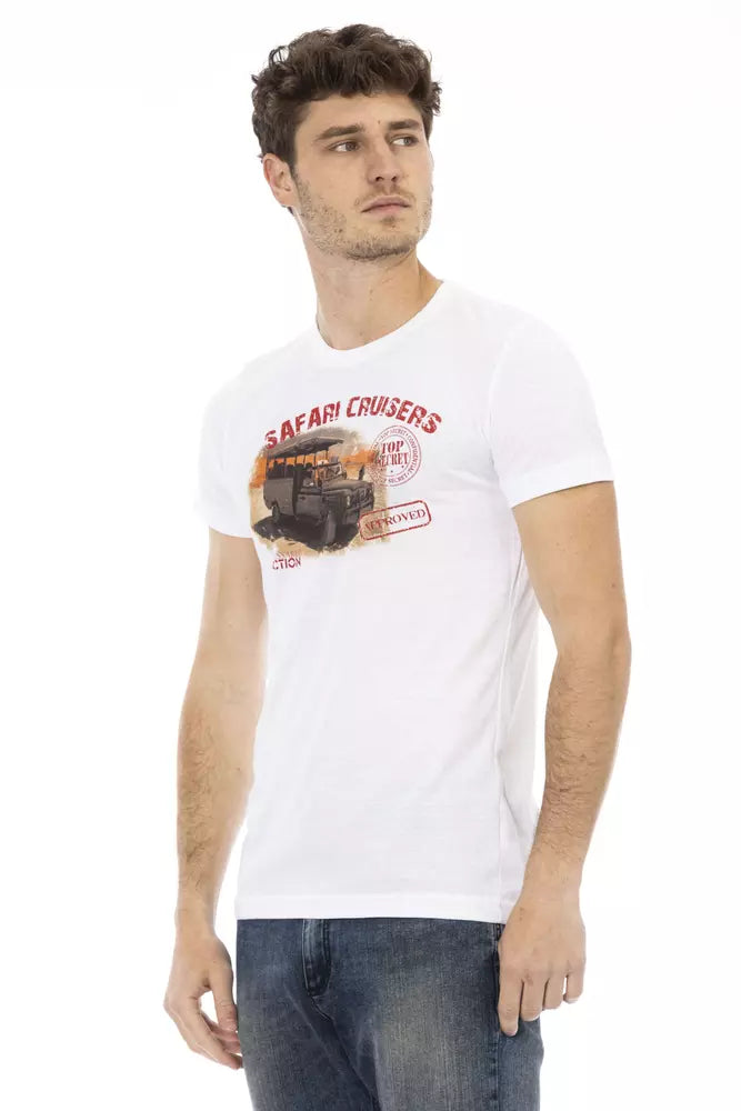 Trussardi Action Sleek White Printed Tee με ανώτερη άνεση