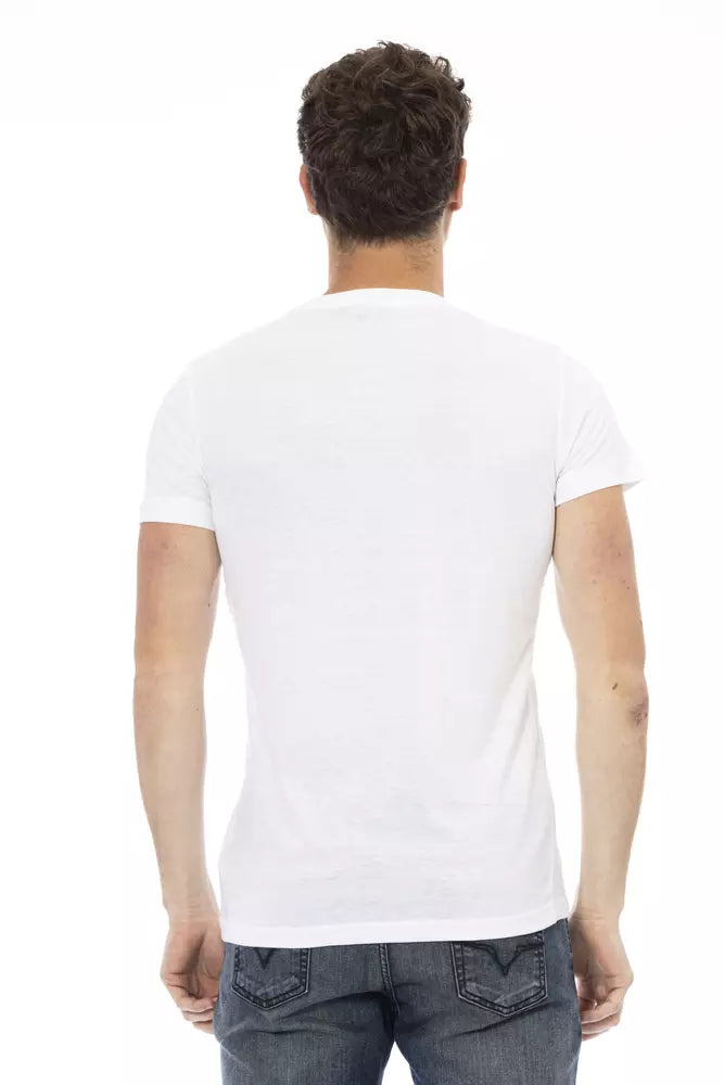 Trussardi Action Sleek White Printed Tee με ανώτερη άνεση