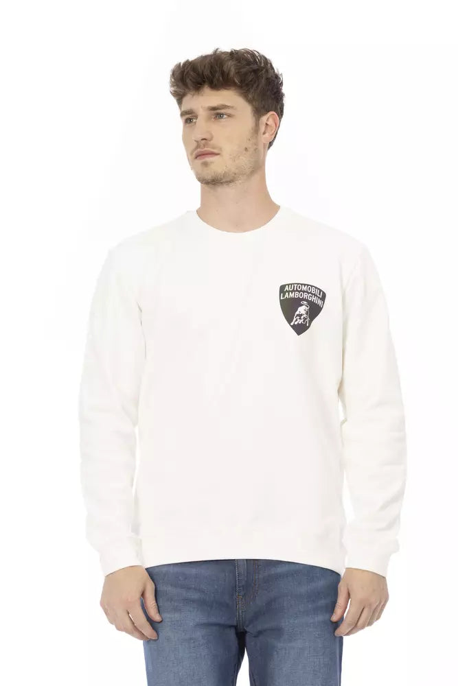 Πουλόβερ με λογότυπο Automobili Lamborghini Sleek White Crewneck Shield