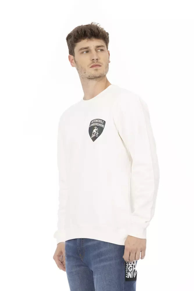 Πουλόβερ με λογότυπο Automobili Lamborghini Sleek White Crewneck Shield