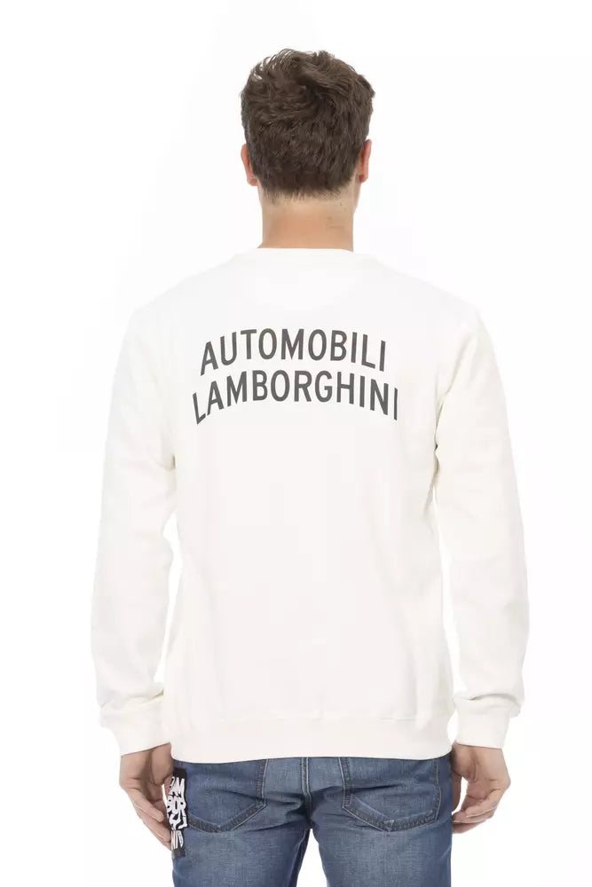 Πουλόβερ με λογότυπο Automobili Lamborghini Sleek White Crewneck Shield