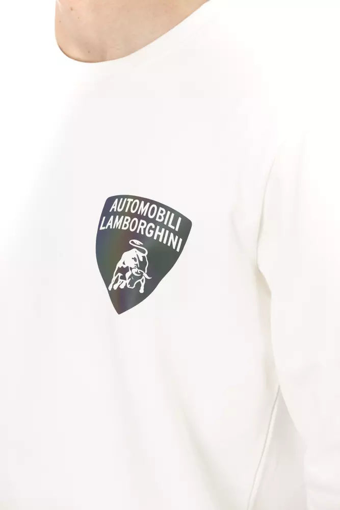 Πουλόβερ με λογότυπο Automobili Lamborghini Sleek White Crewneck Shield