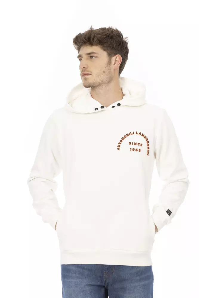 Automobili Lamborghini Sleek White Lamborghini Hoodie με μανίκι λογότυπο