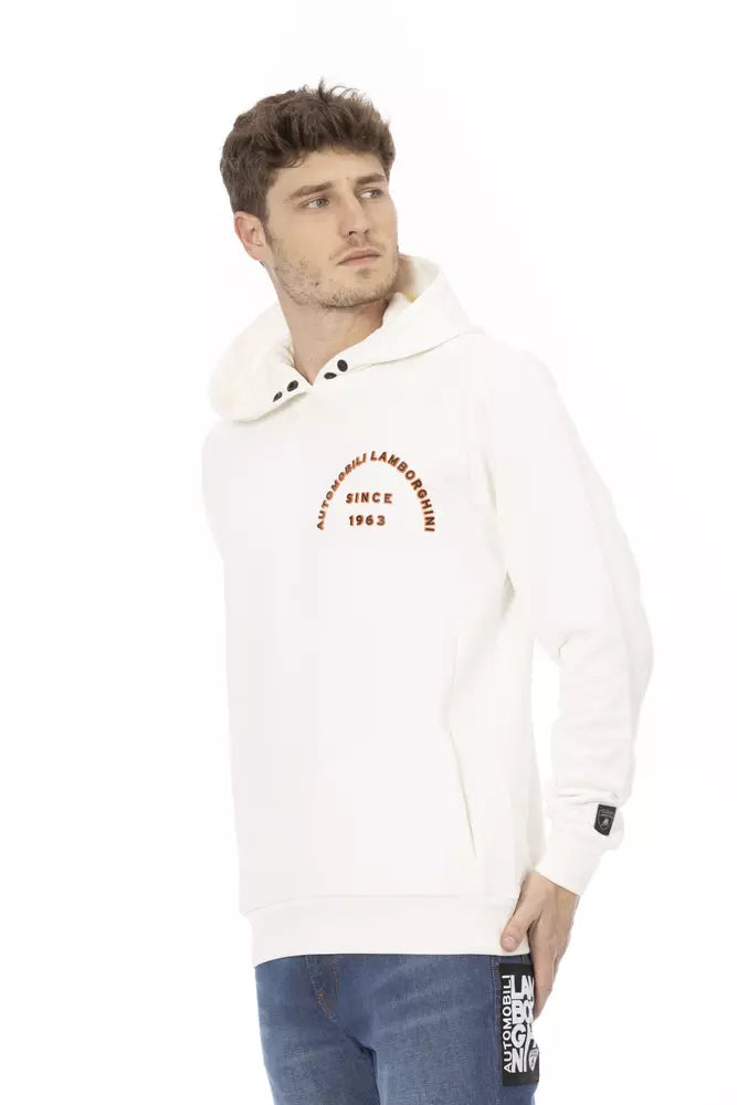 Automobili Lamborghini Sleek White Lamborghini Hoodie με μανίκι λογότυπο